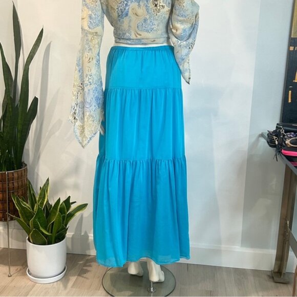Talbots Silk Blend Tiered Boho Maxi Skirt - Picture 4 of 11